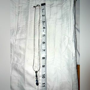 Silver 16 inch extendable necklace with blue stones